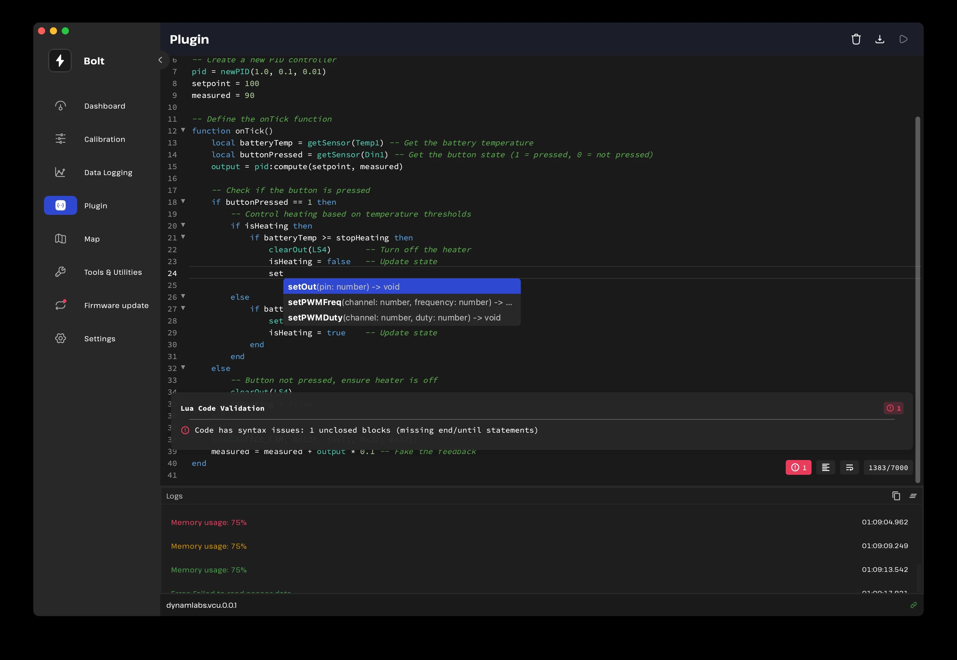 Bolt Plugin Editor