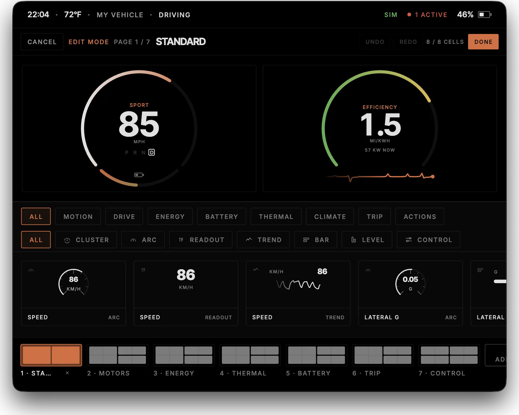 Pulse dash editor on the standard cluster page