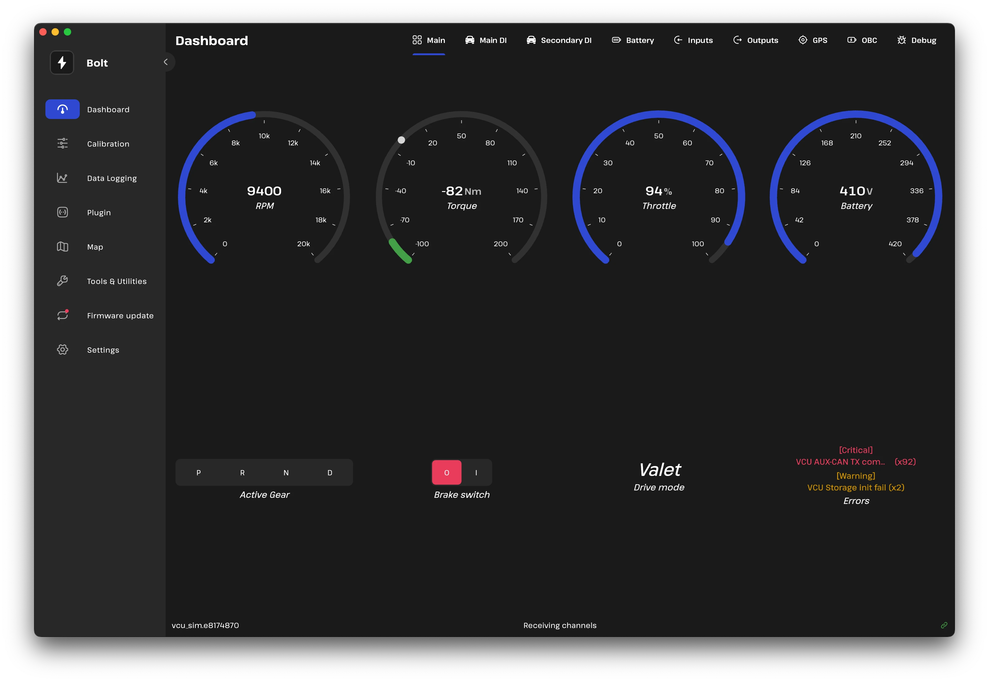 Bolt General Dashboard
