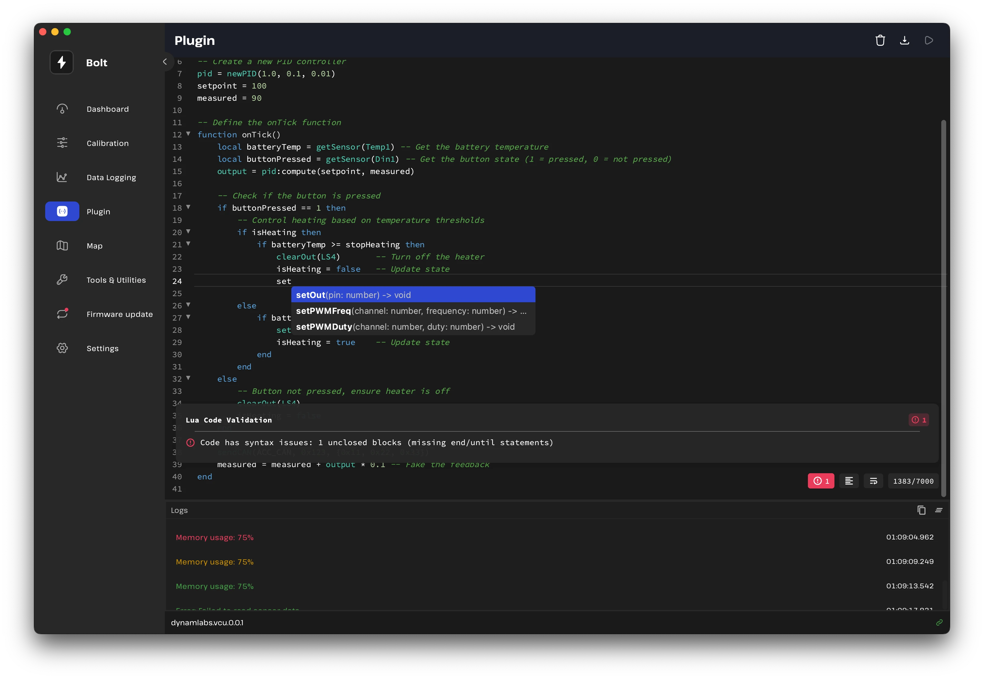Bolt Plugin Editor